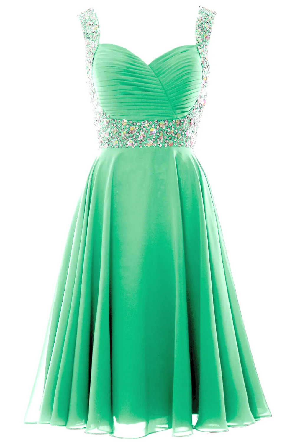 MACloth Elegant Straps Cocktail Dress Chiffon Short Wedding Party Formal Gown