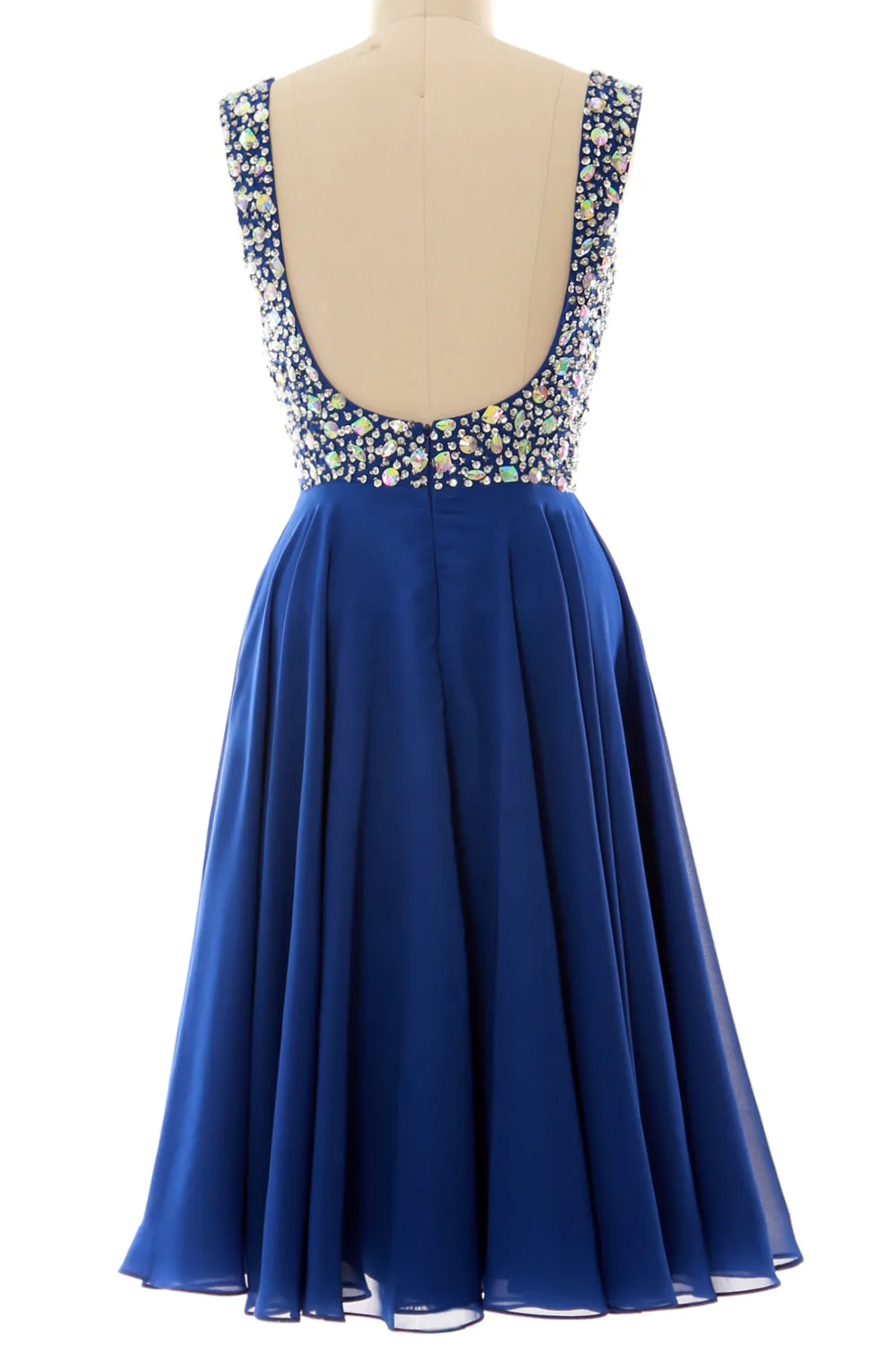 MACloth Elegant Straps Cocktail Dress Chiffon Short Wedding Party Formal Gown