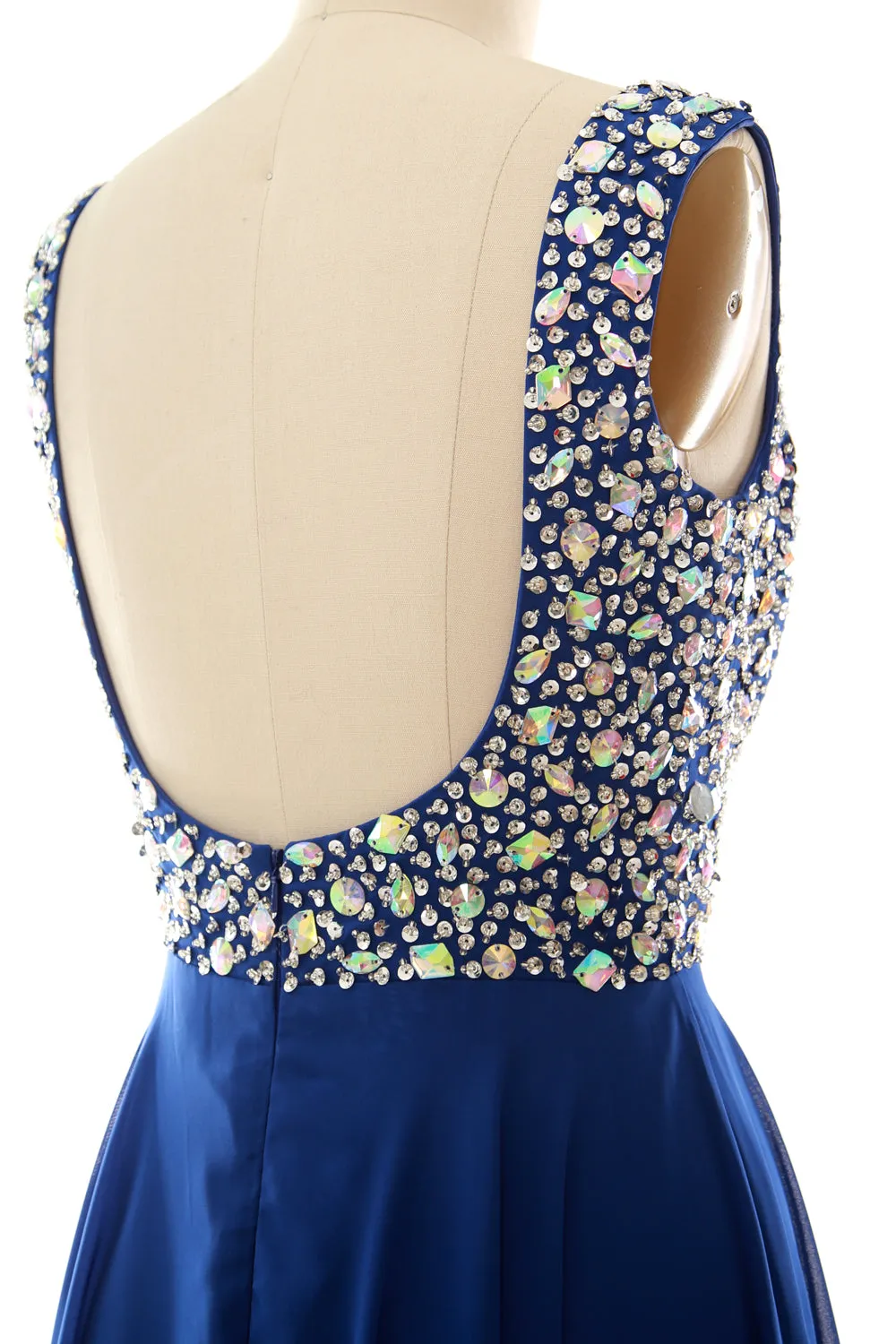 MACloth Elegant Straps Cocktail Dress Chiffon Short Wedding Party Formal Gown