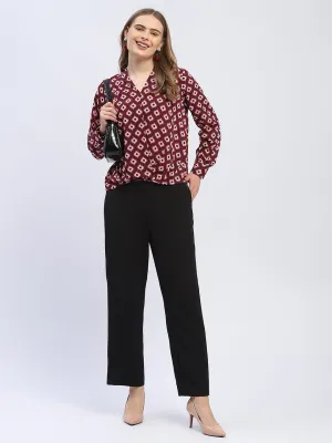 Madame Geometric Print Maroon Regular Top
