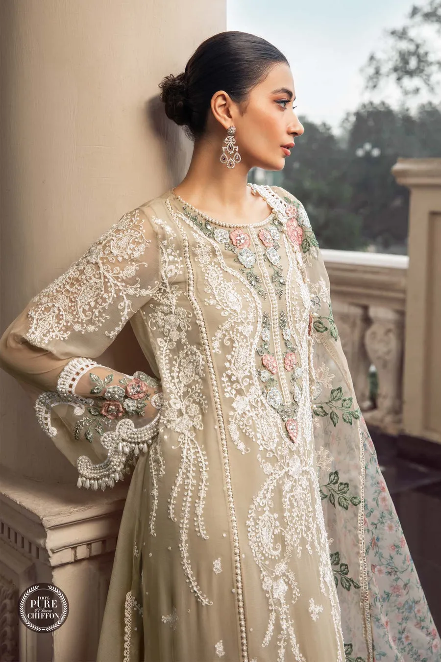 Maria.B | Embroidered Chiffon Collection '23 | MPC-23-101 coffee