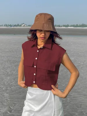 Maroon Solid Collared Shirt