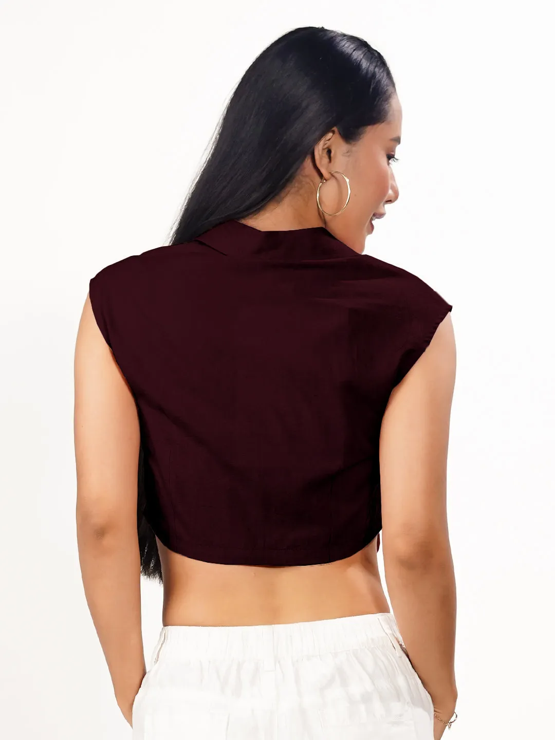 Maroon Solid Collared Shirt