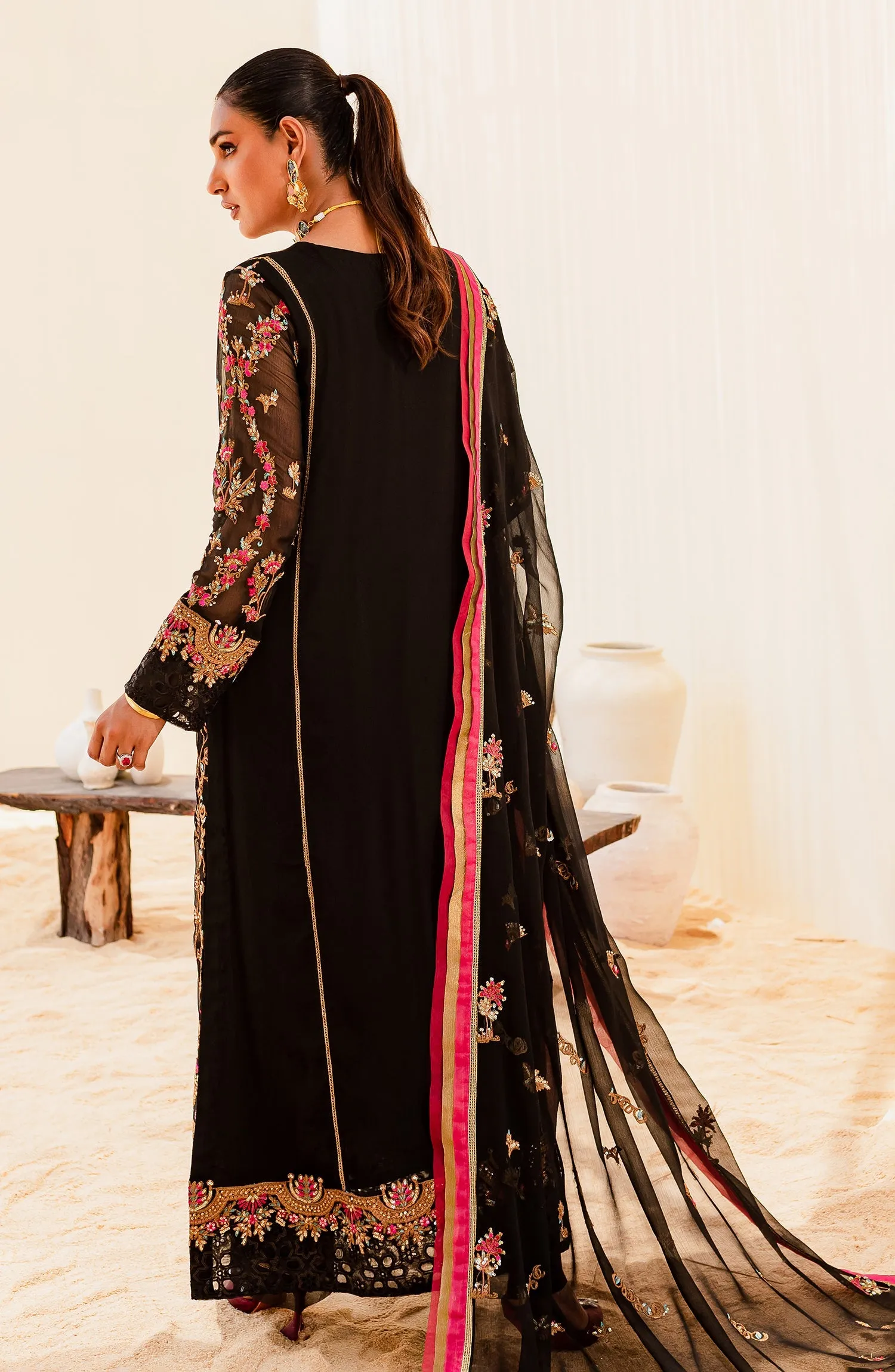MARYUM & MARIA | Sejal - Luxury Chiffon Collection | BLACK IRIS (QS23-507)