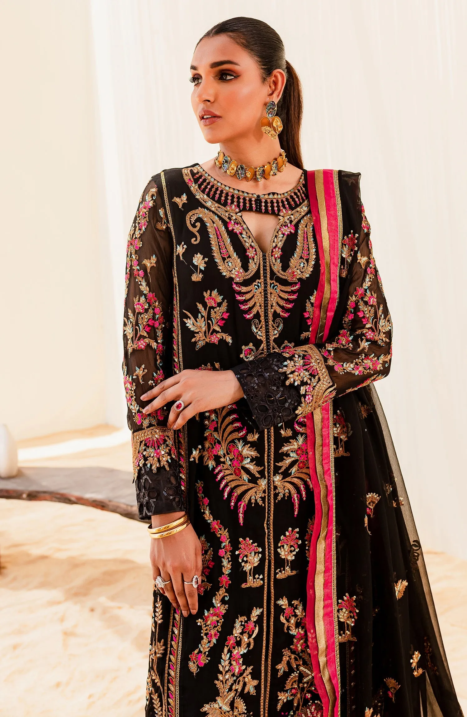 MARYUM & MARIA | Sejal - Luxury Chiffon Collection | BLACK IRIS (QS23-507)