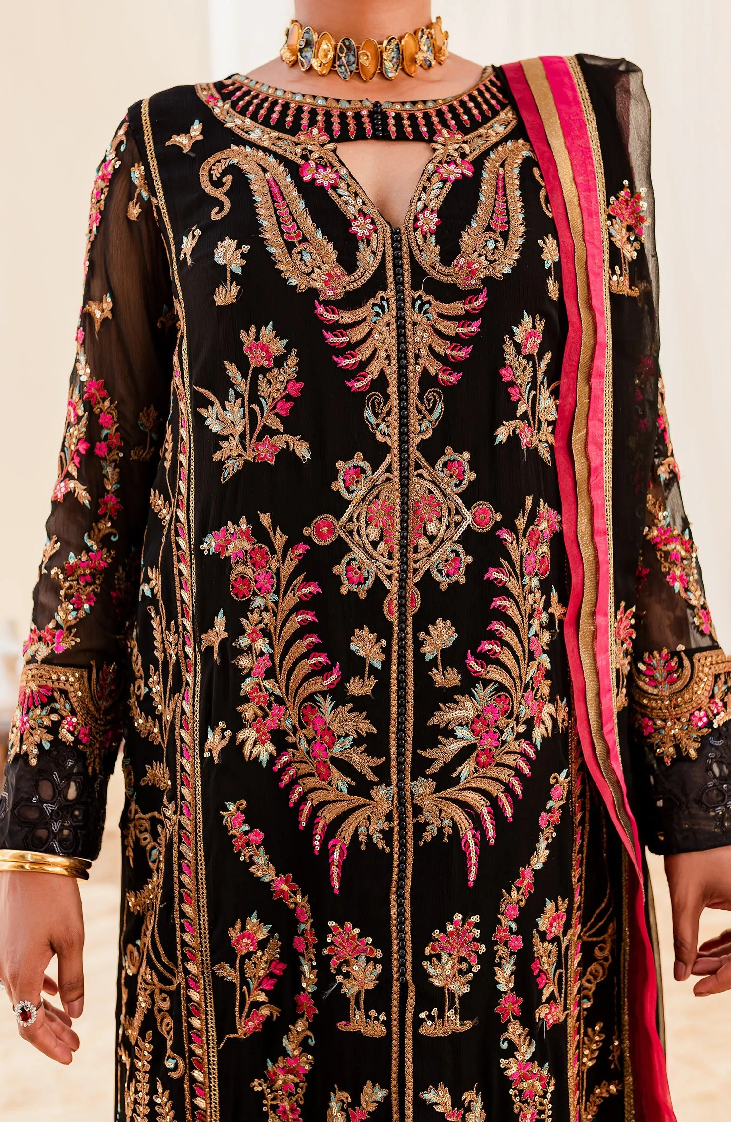 MARYUM & MARIA | Sejal - Luxury Chiffon Collection | BLACK IRIS (QS23-507)