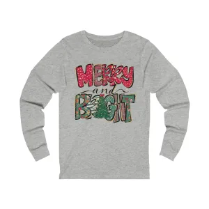 Merry and Bright Long Sleeve T-Shirt Retro Colorful