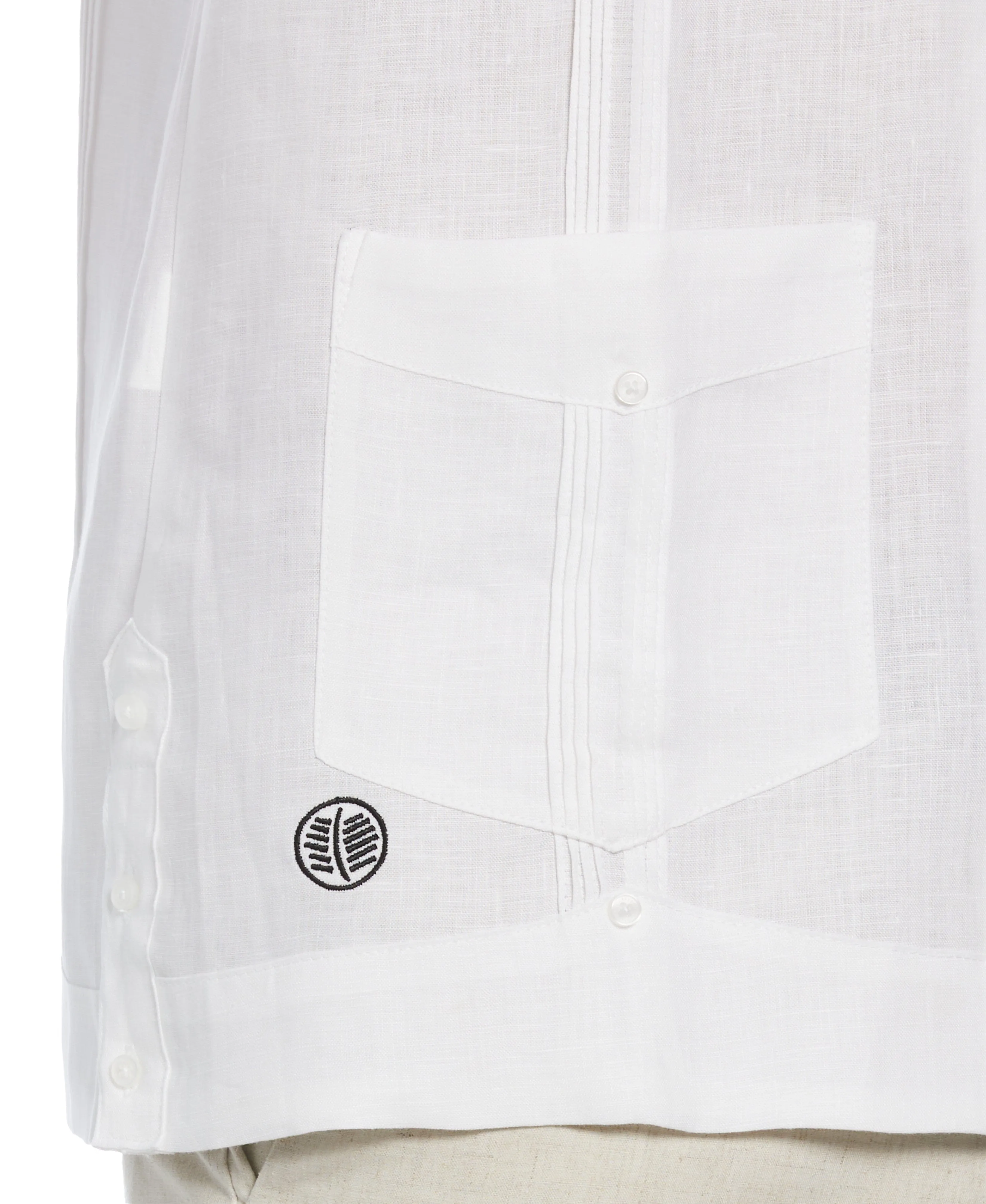 Miami Dolphins Logo Linen Short Sleeve 4 Pocket Guayabera