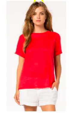 Michael Stars Linen Short Sleeve Crew Neck w/ Side Slits