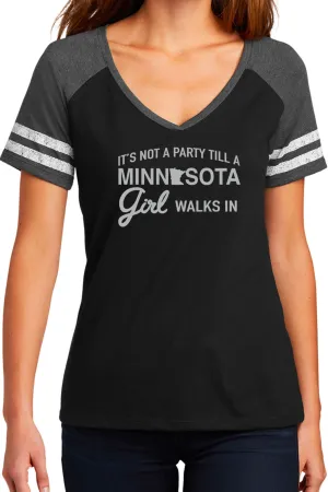 Minnesota Party Girl Short Sleeved V-Neck Tee