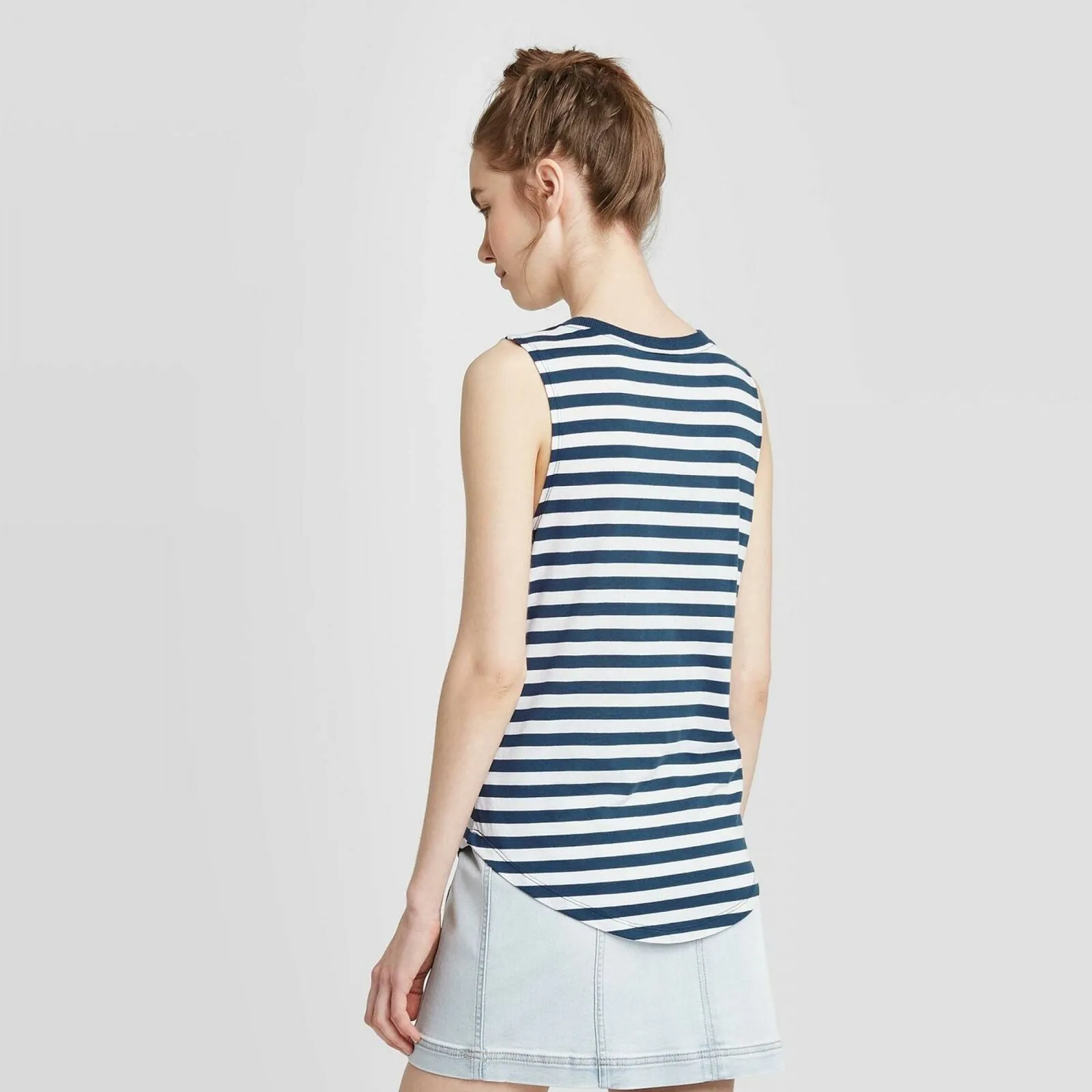 Modern Lux Women's USA Blue Striped Graphic Tank Top