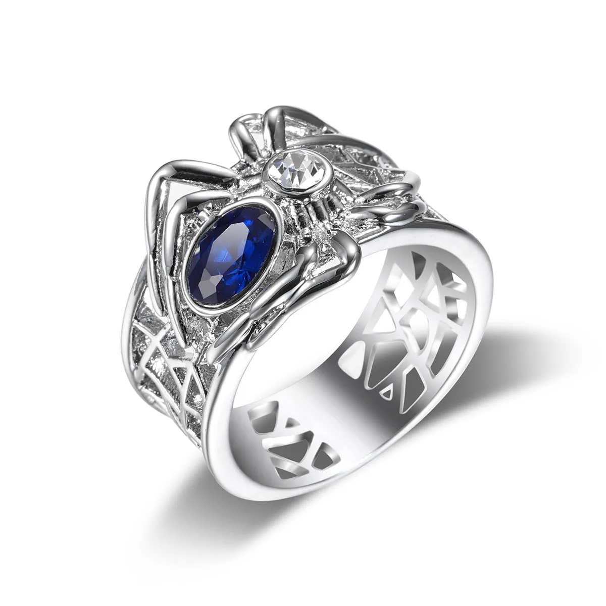 Navy Crystal & Cubic Zirconia Spider Band