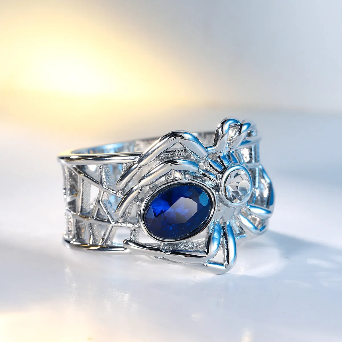 Navy Crystal & Cubic Zirconia Spider Band