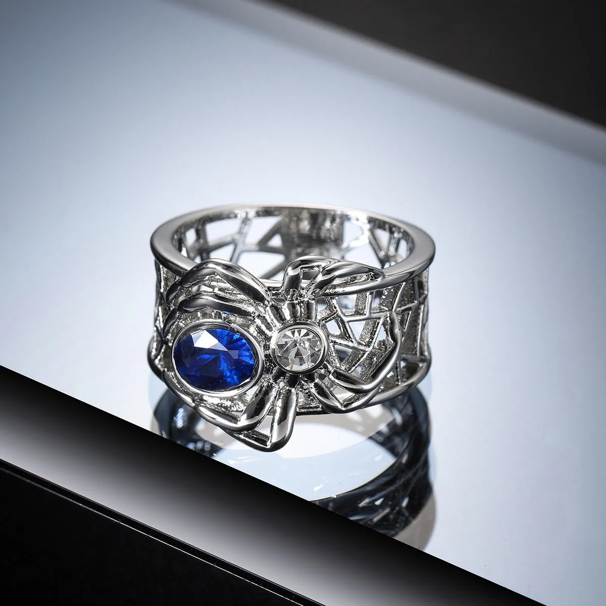 Navy Crystal & Cubic Zirconia Spider Band
