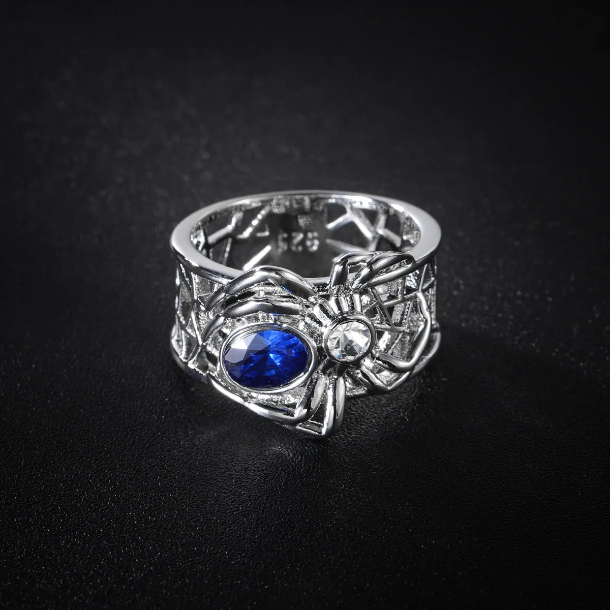 Navy Crystal & Cubic Zirconia Spider Band