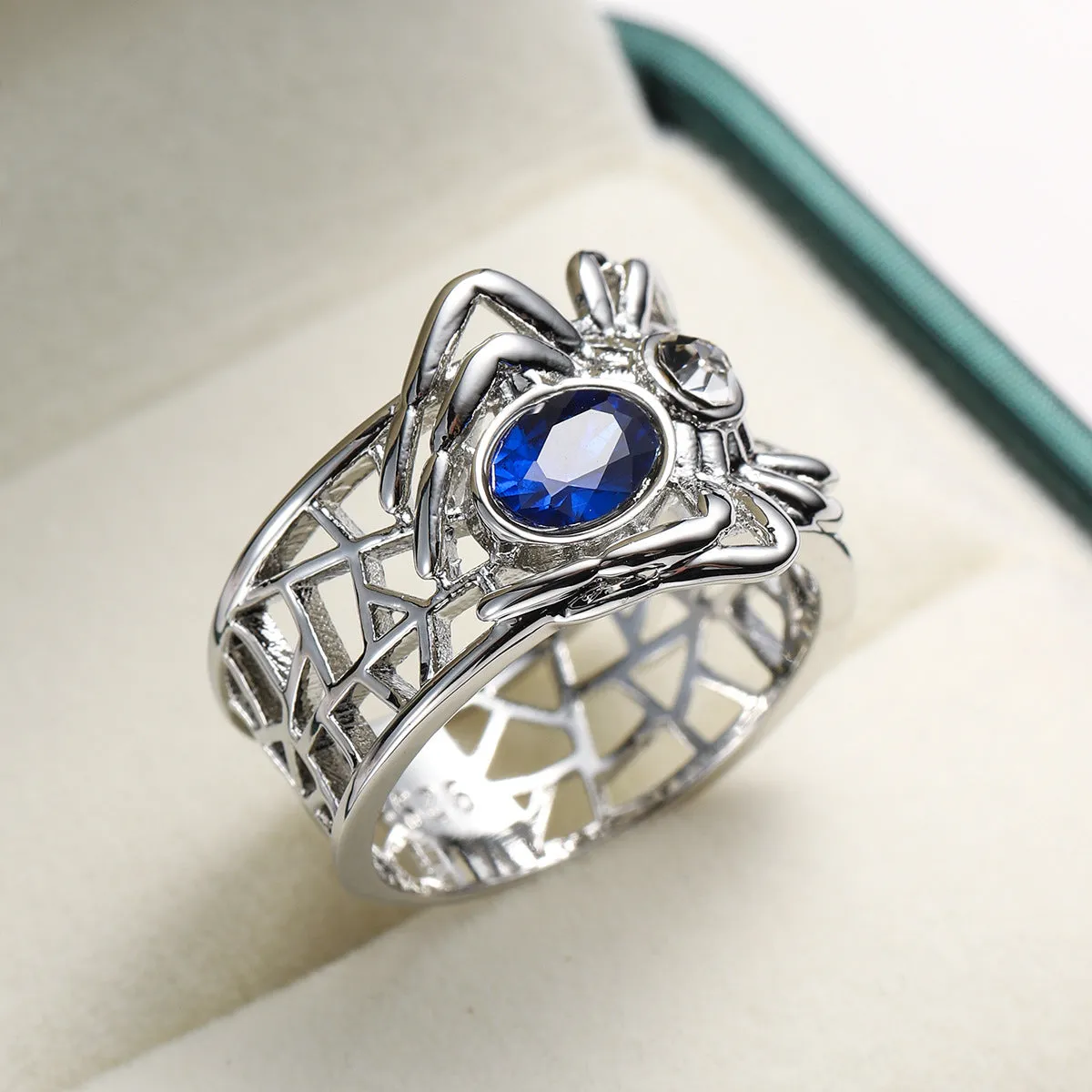 Navy Crystal & Cubic Zirconia Spider Band