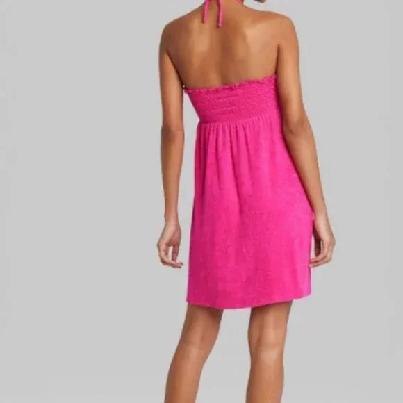 New Women's Sleeveless Smocked Terry Convertible Dress - Wild Fable! Also great a swim coverup or to put on after a shower!! Pink, Sz S