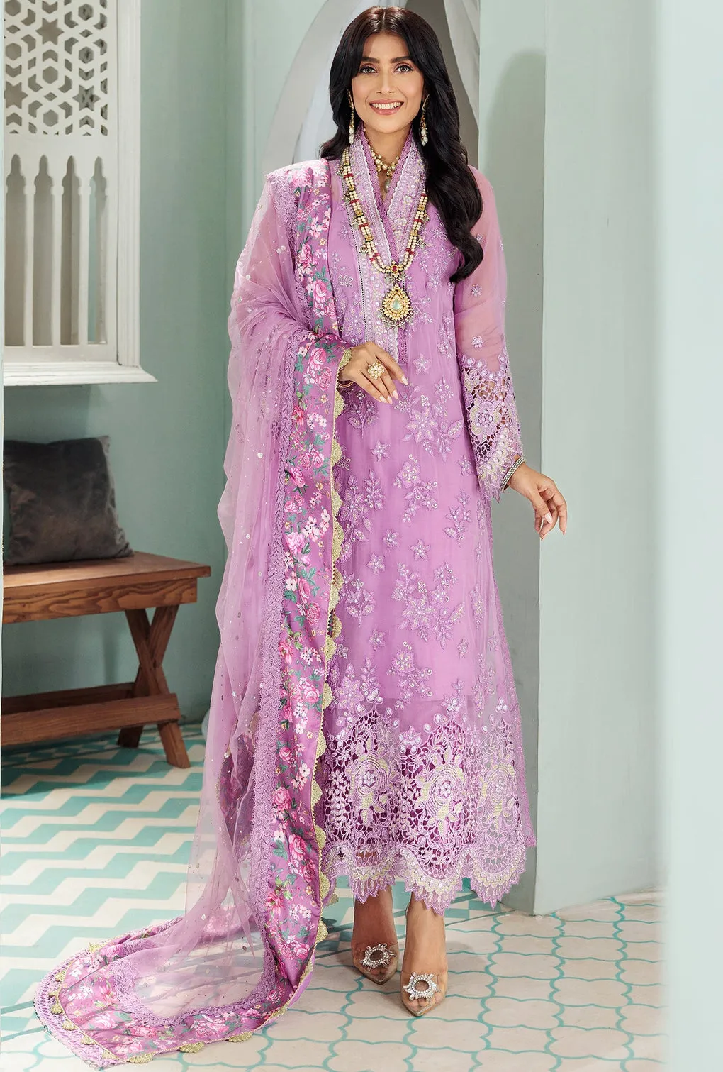 Noor Chiffon Laserkari 2023 by Saadia Asad | D-03