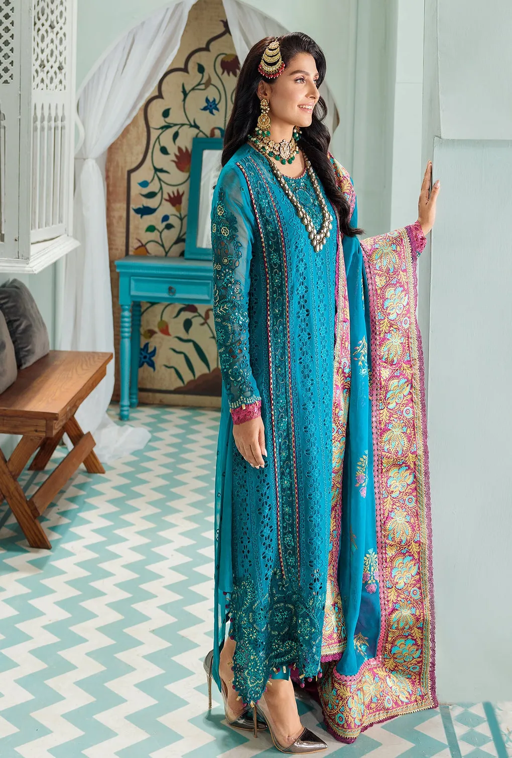 Noor Chiffon Laserkari 2023 by Saadia Asad | D-05