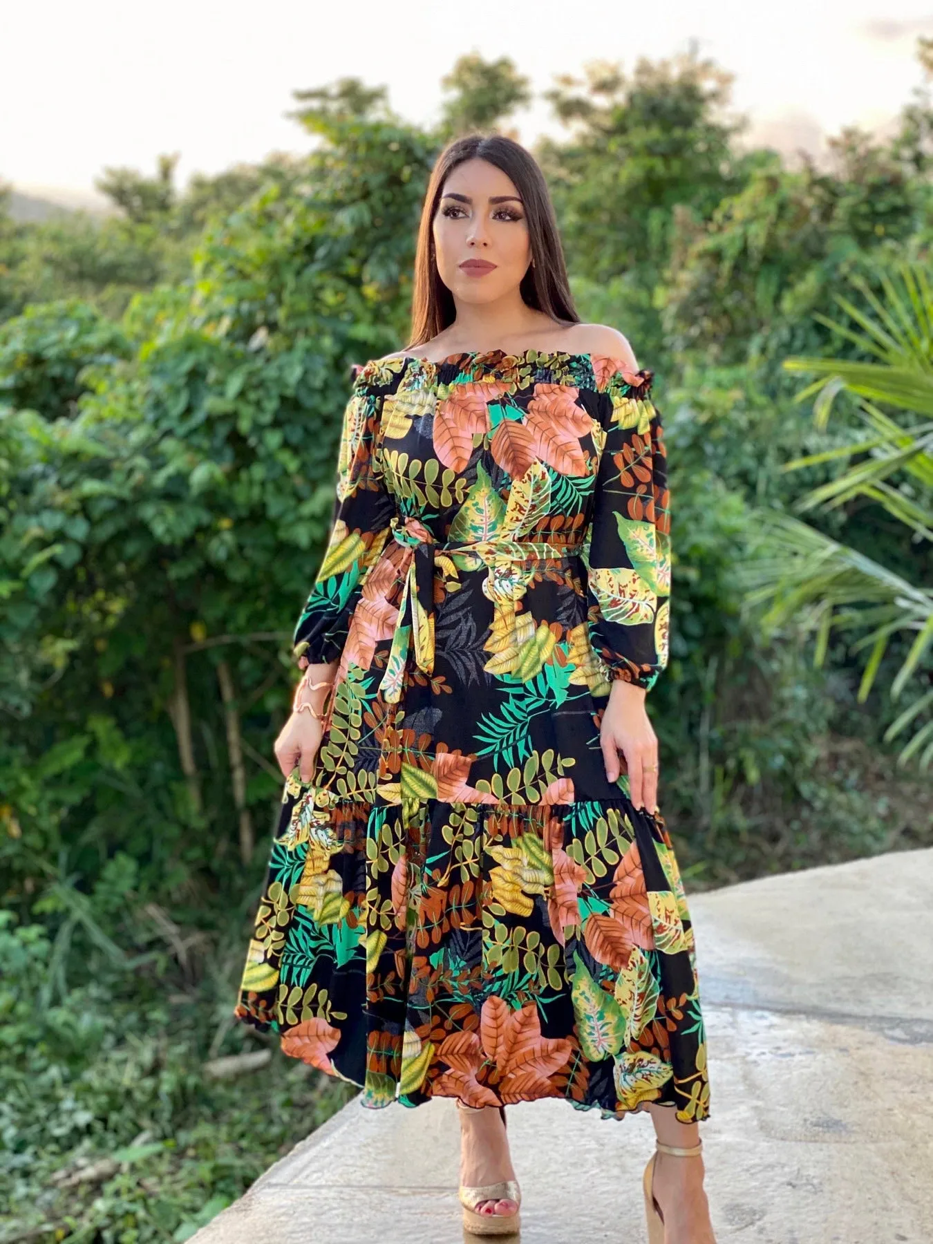Off Shoulder Floral Dress