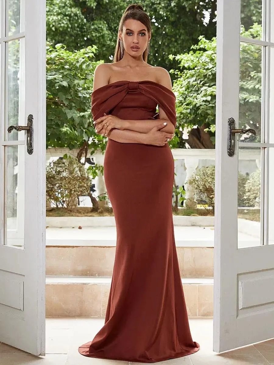 Off Shoulder Knot Mermaid Dress XH2181