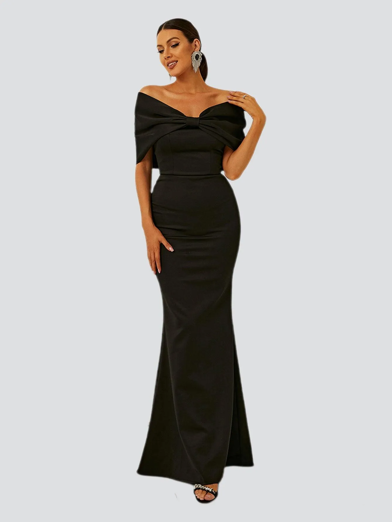 Off Shoulder Knot Mermaid Dress XH2181