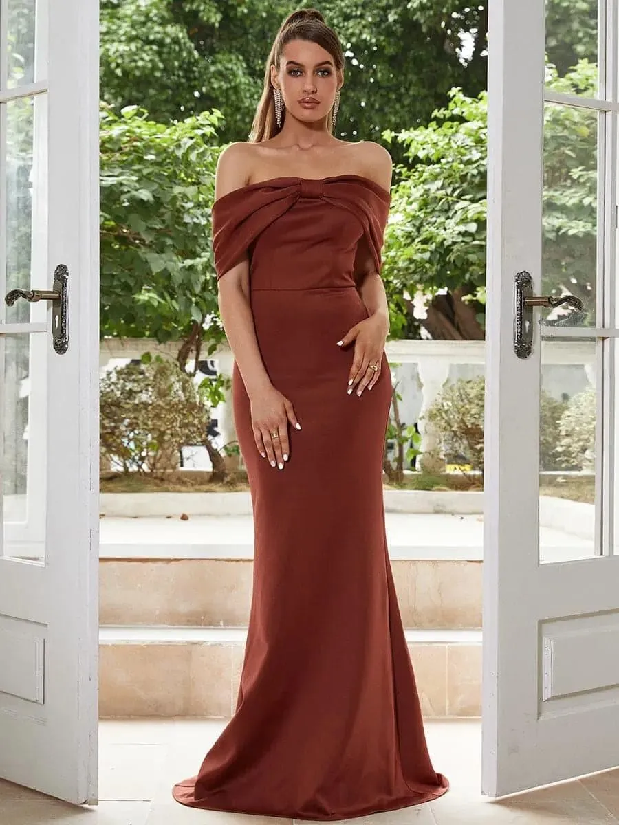 Off Shoulder Knot Mermaid Dress XH2181