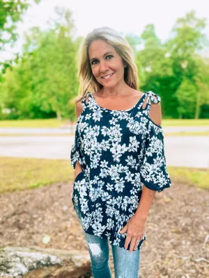 Open Shoulder Floral Tunic