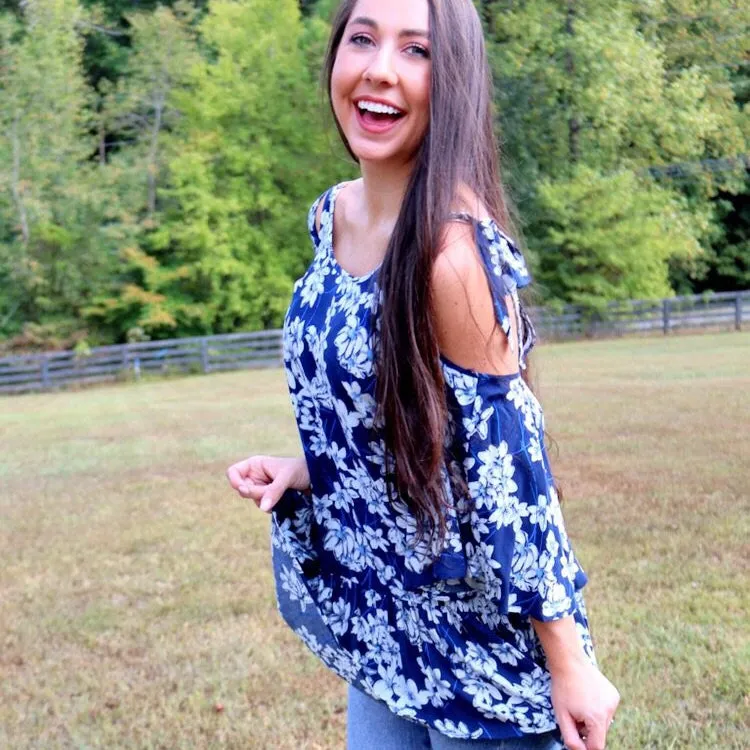 Open Shoulder Floral Tunic
