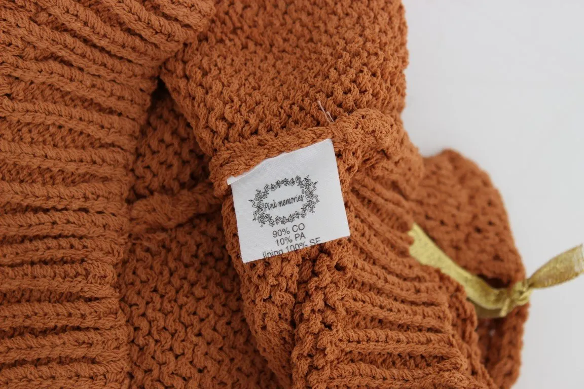 Orange Cotton Knitted Sleeveless Sweater