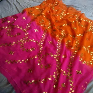 Orange Pure Chiffon Saree