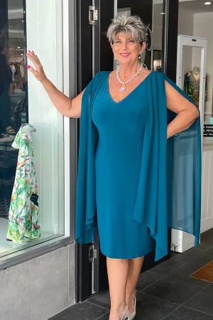 Overlay Shoulder Dress - Emerald - JH8
