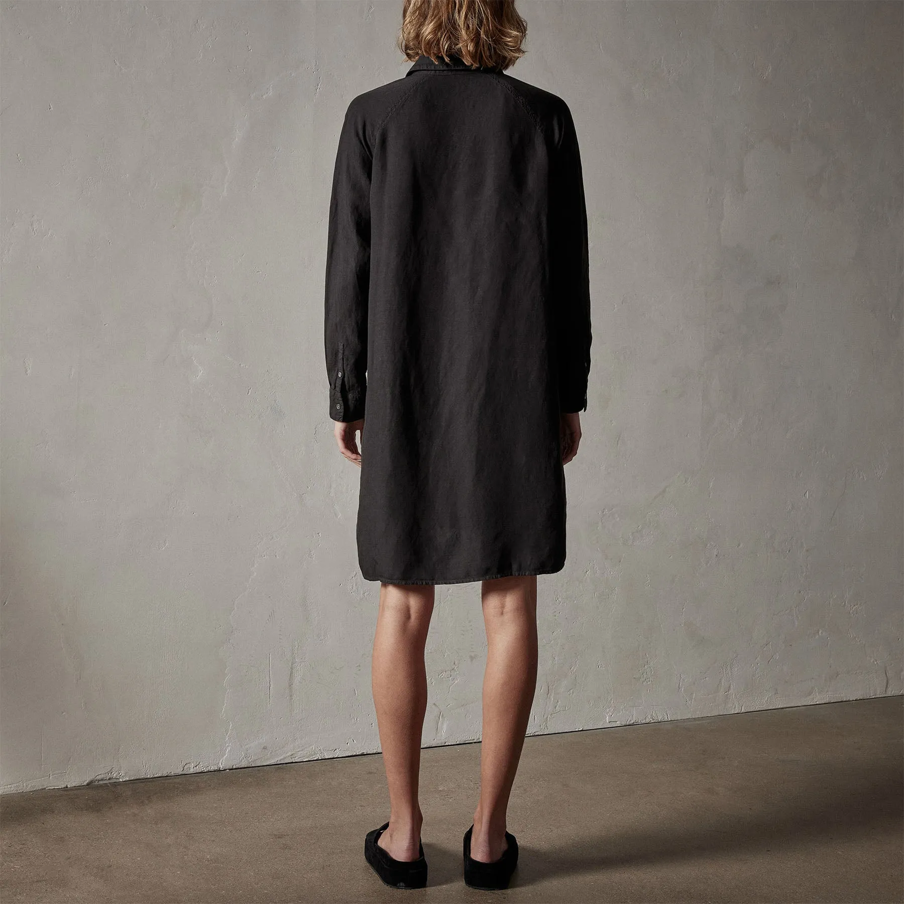 Pacific Linen Shirt Dress - Black