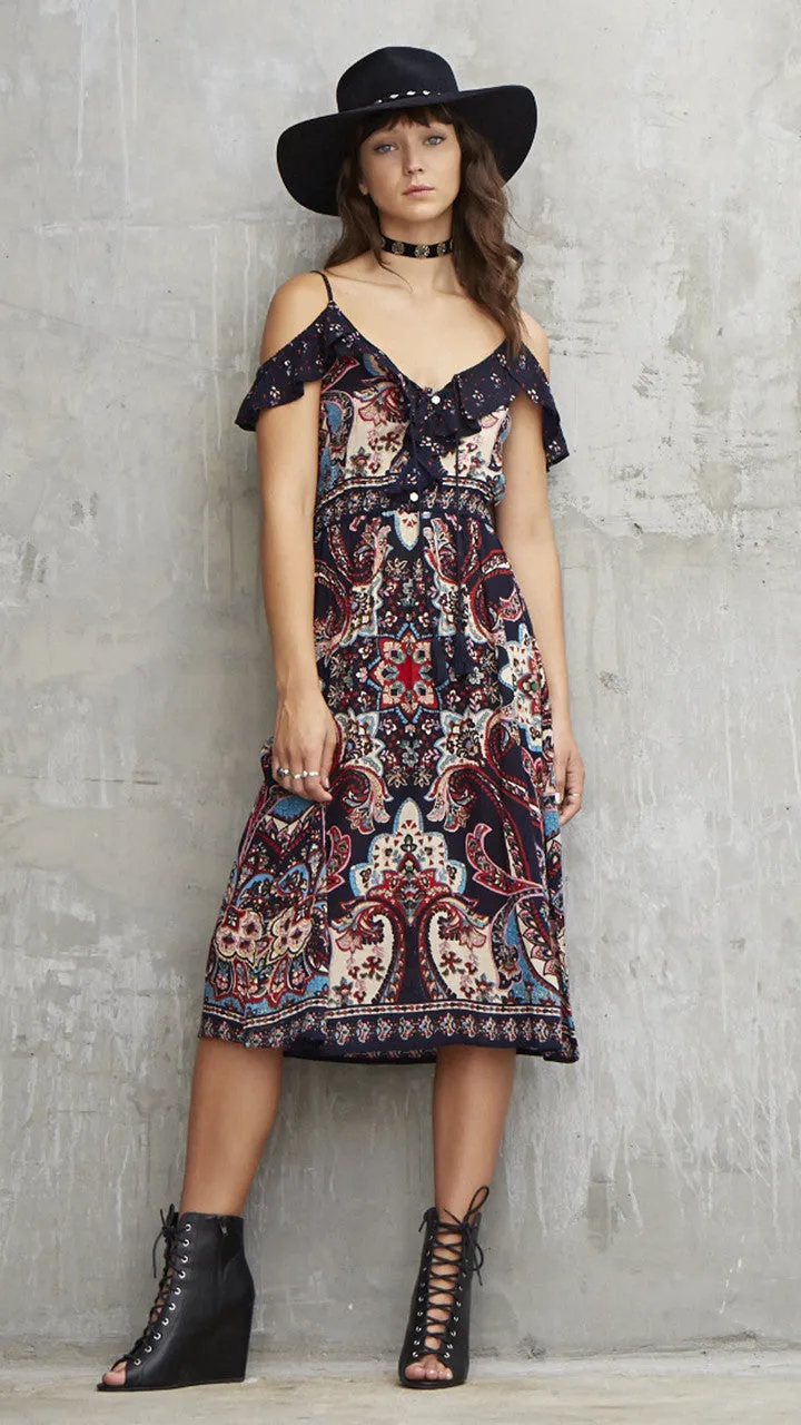Patrons of Peace Navy Midi Dress