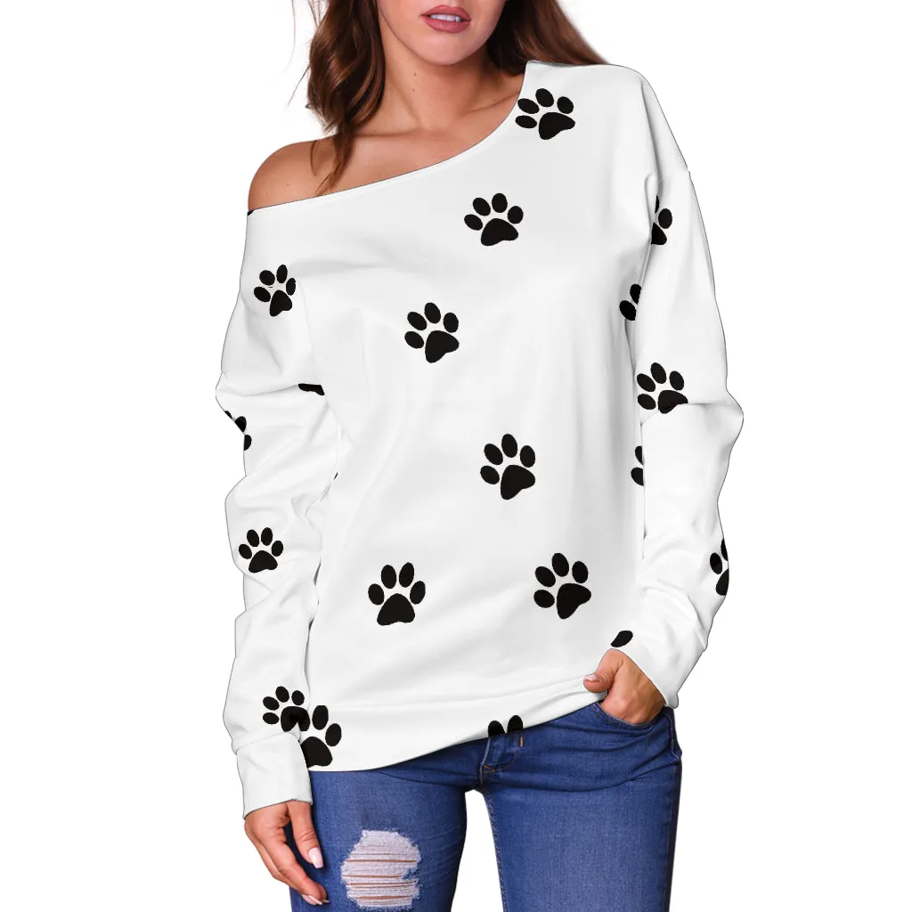 Paw Prints Women's Off Shoulder Sweater