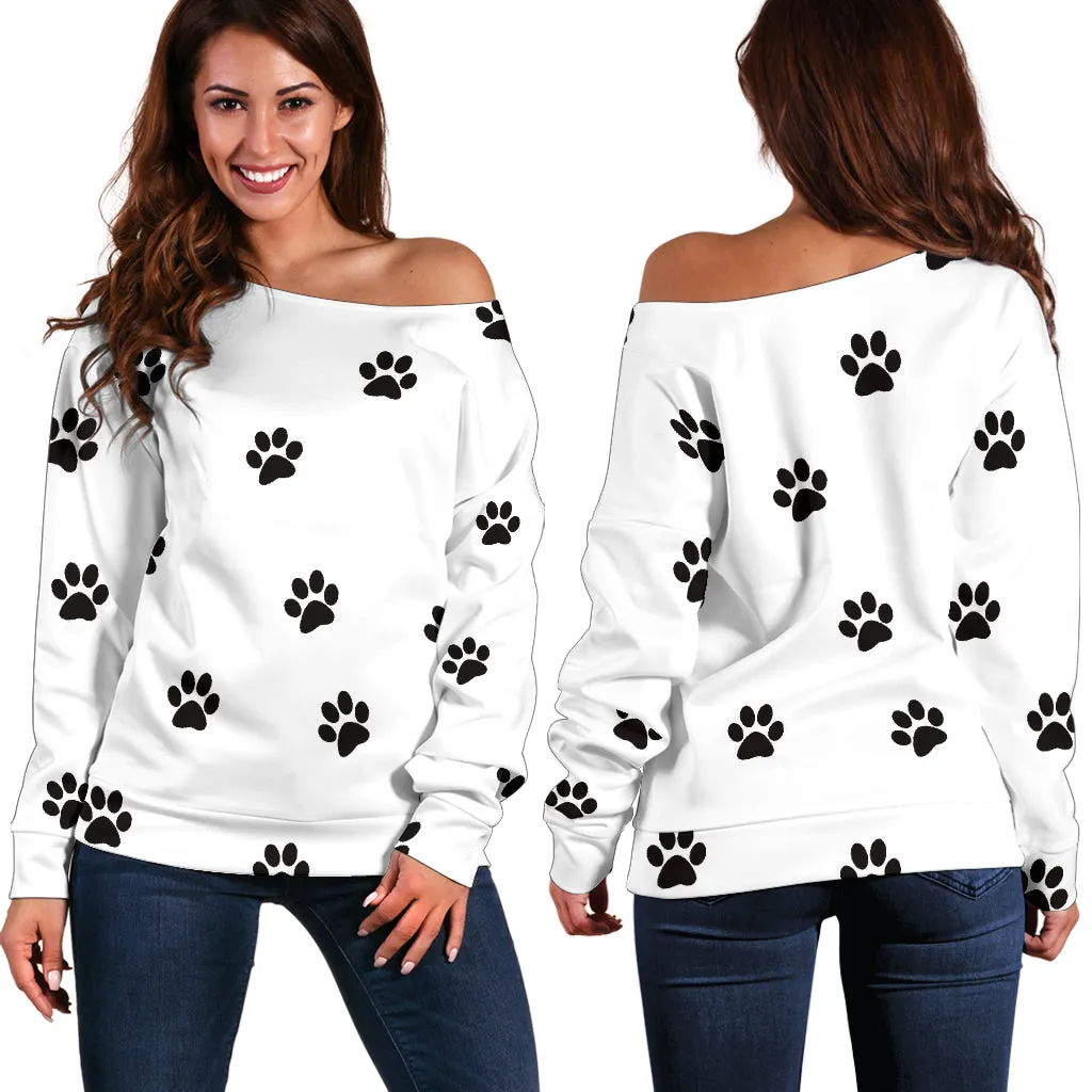 Paw Prints Women's Off Shoulder Sweater