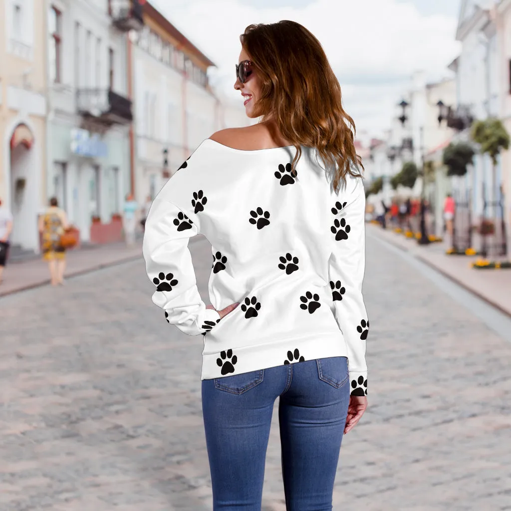 Paw Prints Women's Off Shoulder Sweater