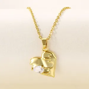 Pear-Cut Crystal & 18K Gold-Plated Heart Pendant Necklace
