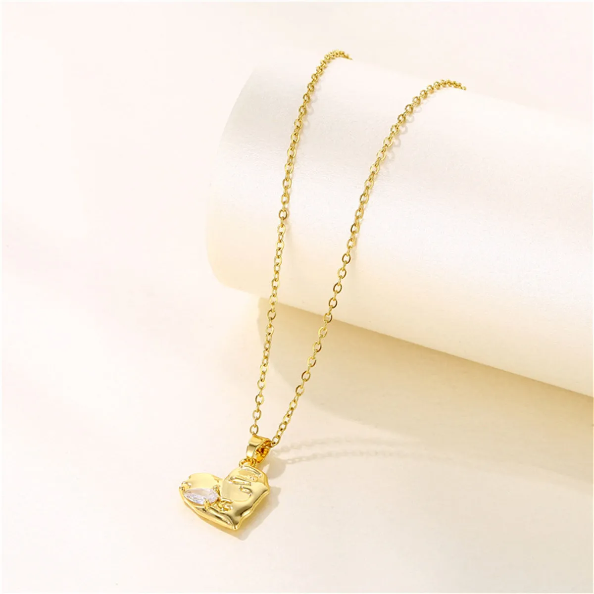 Pear-Cut Crystal & 18K Gold-Plated Heart Pendant Necklace