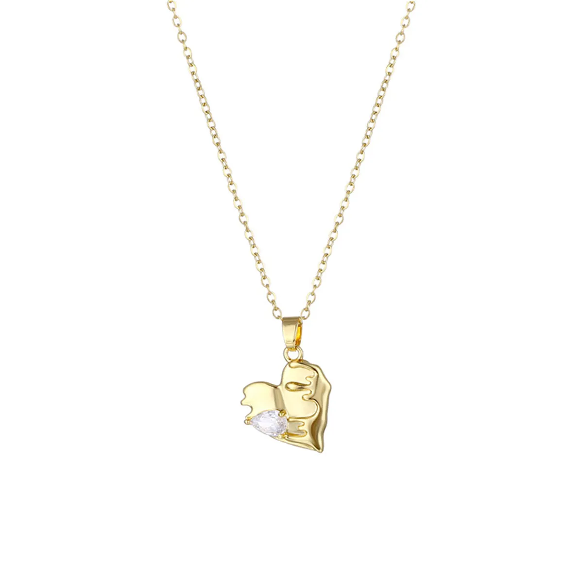 Pear-Cut Crystal & 18K Gold-Plated Heart Pendant Necklace
