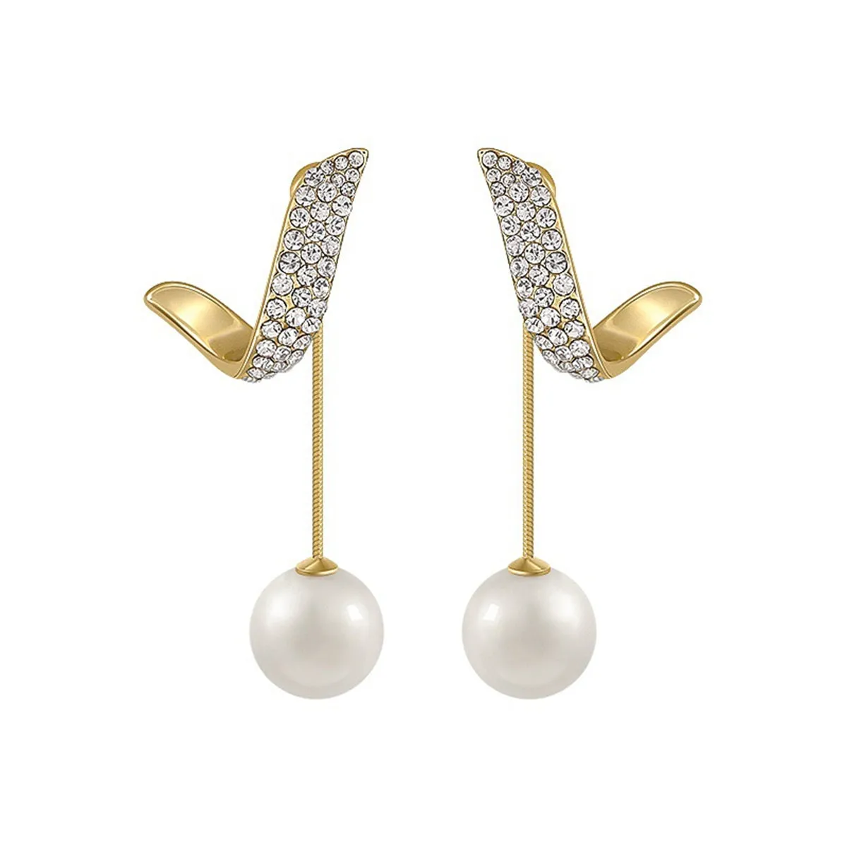 Pearl & Cubic Zirconia 18K Gold-Plated Embellished Wing Ear Jackets