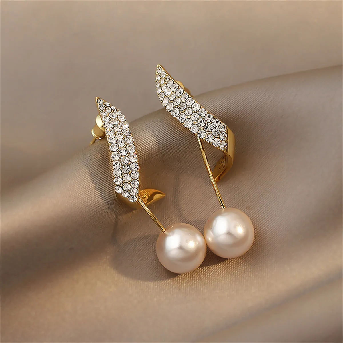 Pearl & Cubic Zirconia 18K Gold-Plated Embellished Wing Ear Jackets