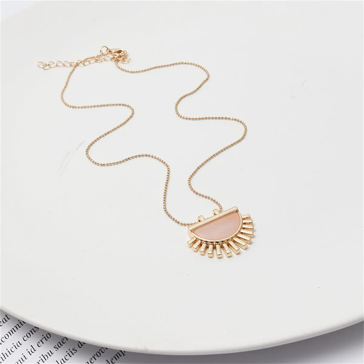 Pink Crystal & 18K Gold-Plated Fan Pendant Necklace