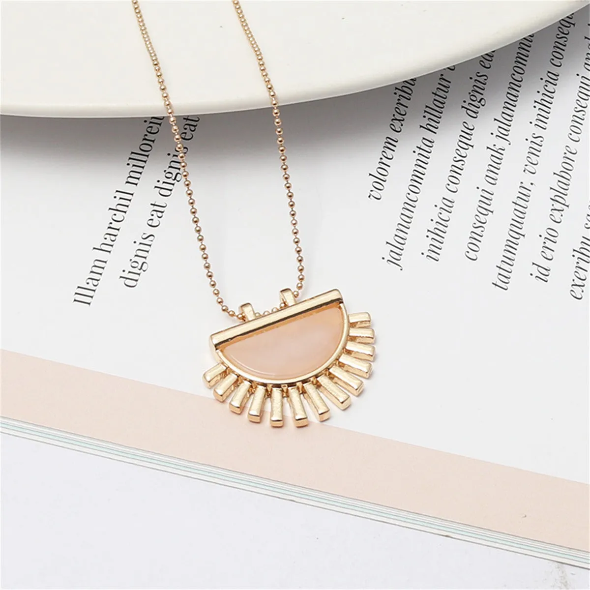 Pink Crystal & 18K Gold-Plated Fan Pendant Necklace