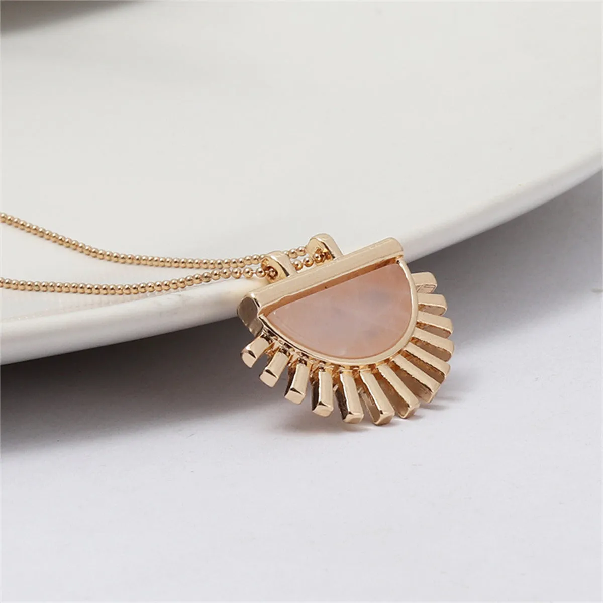 Pink Crystal & 18K Gold-Plated Fan Pendant Necklace
