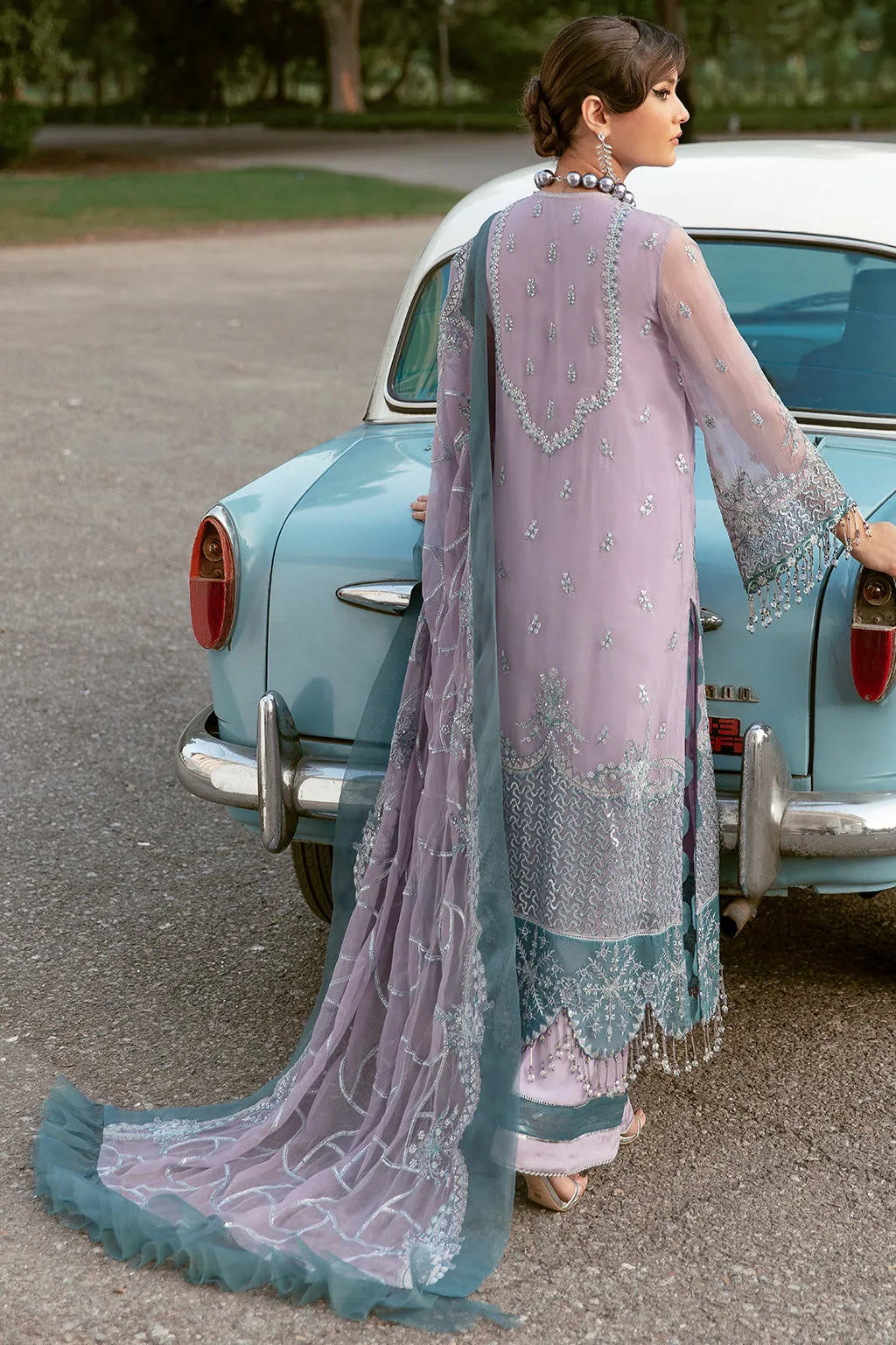 Pixie Dust | Afrozeh LA Fuchsia'22 Collection | Unstitched Chiffon Suits