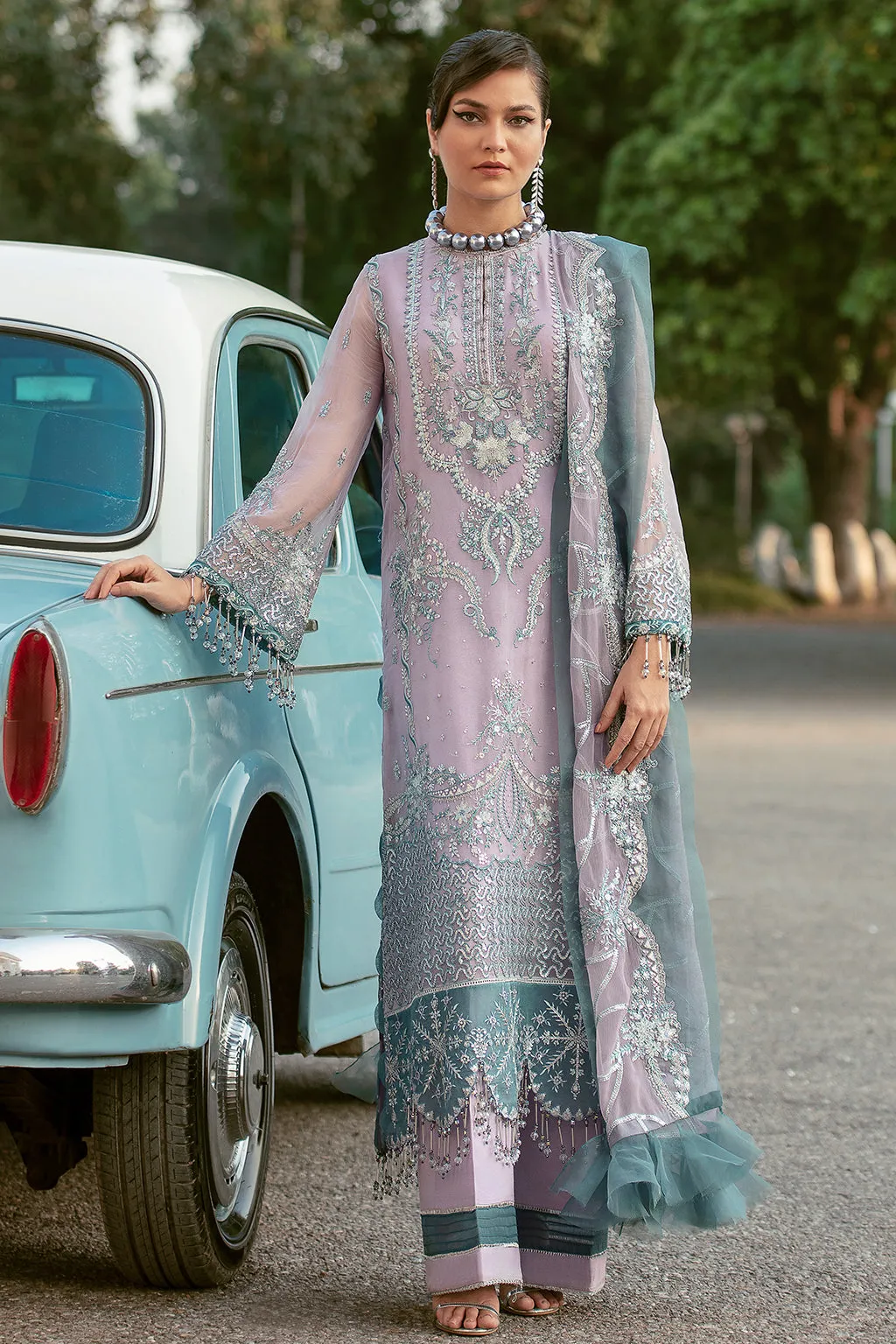 Pixie Dust | Afrozeh LA Fuchsia'22 Collection | Unstitched Chiffon Suits