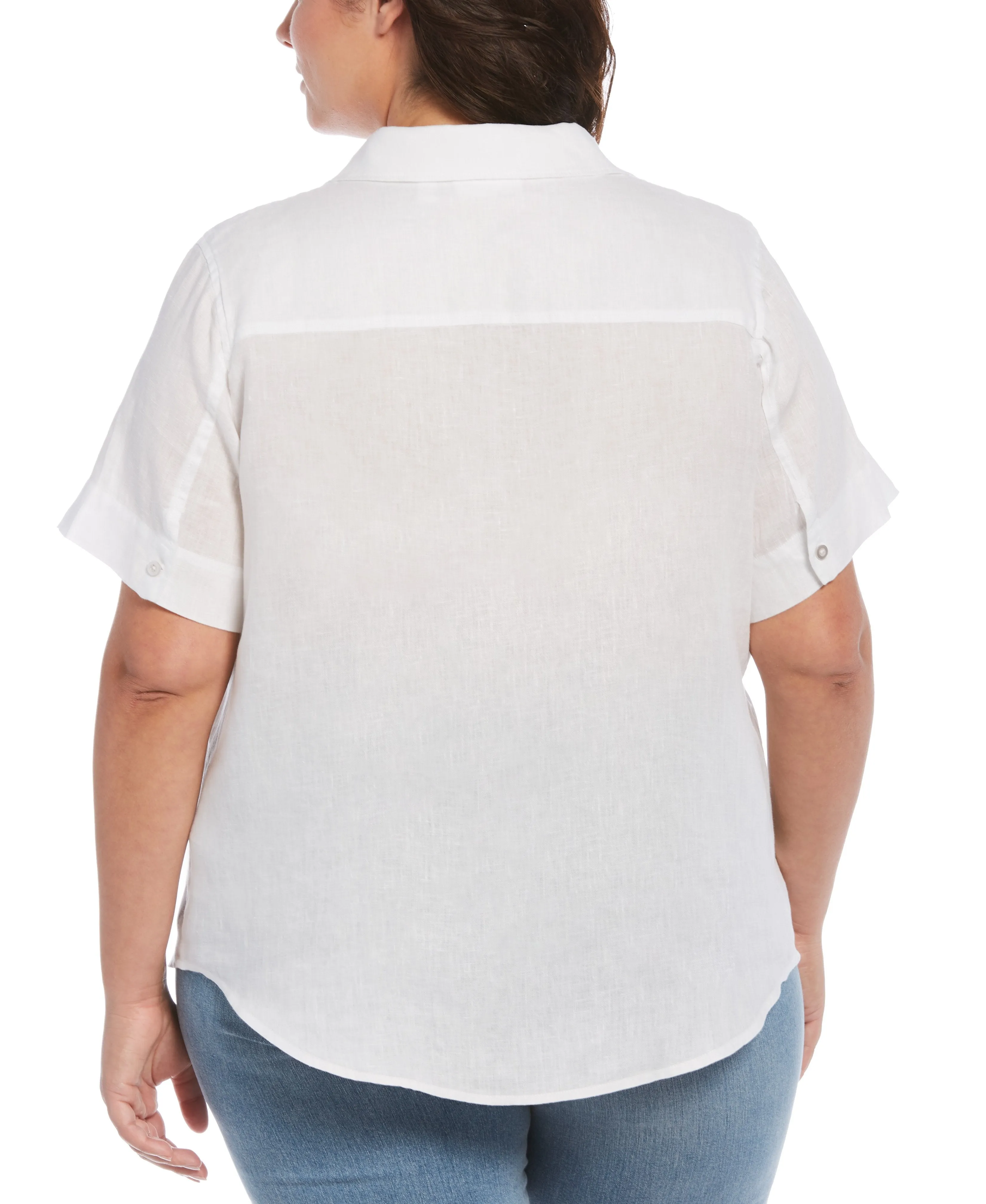 Plus Size Split Neck Linen Top