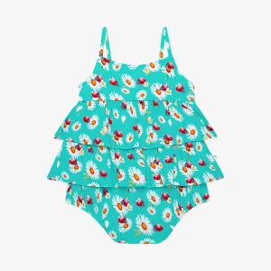 Posh Peanut Ladybug Basic Ruffled Spaghetti Romper