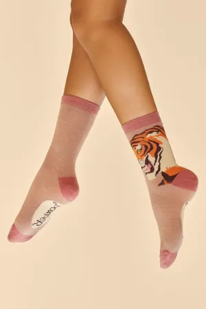 Powder Thrill Of The Tiger Ankle Socks Dusky Rose